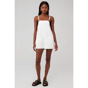 SHOW ME YOUR MUMU XXL TRUDE Romper Shorts WHITE & GOLD REVOLVE JEAN SOLD OUT$158